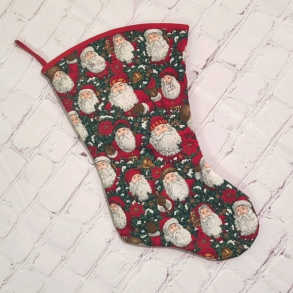 Vintage Handmade Woodland Old World Santa Claus St. Nicholas Christmas Stocking - Picture 3 of 13